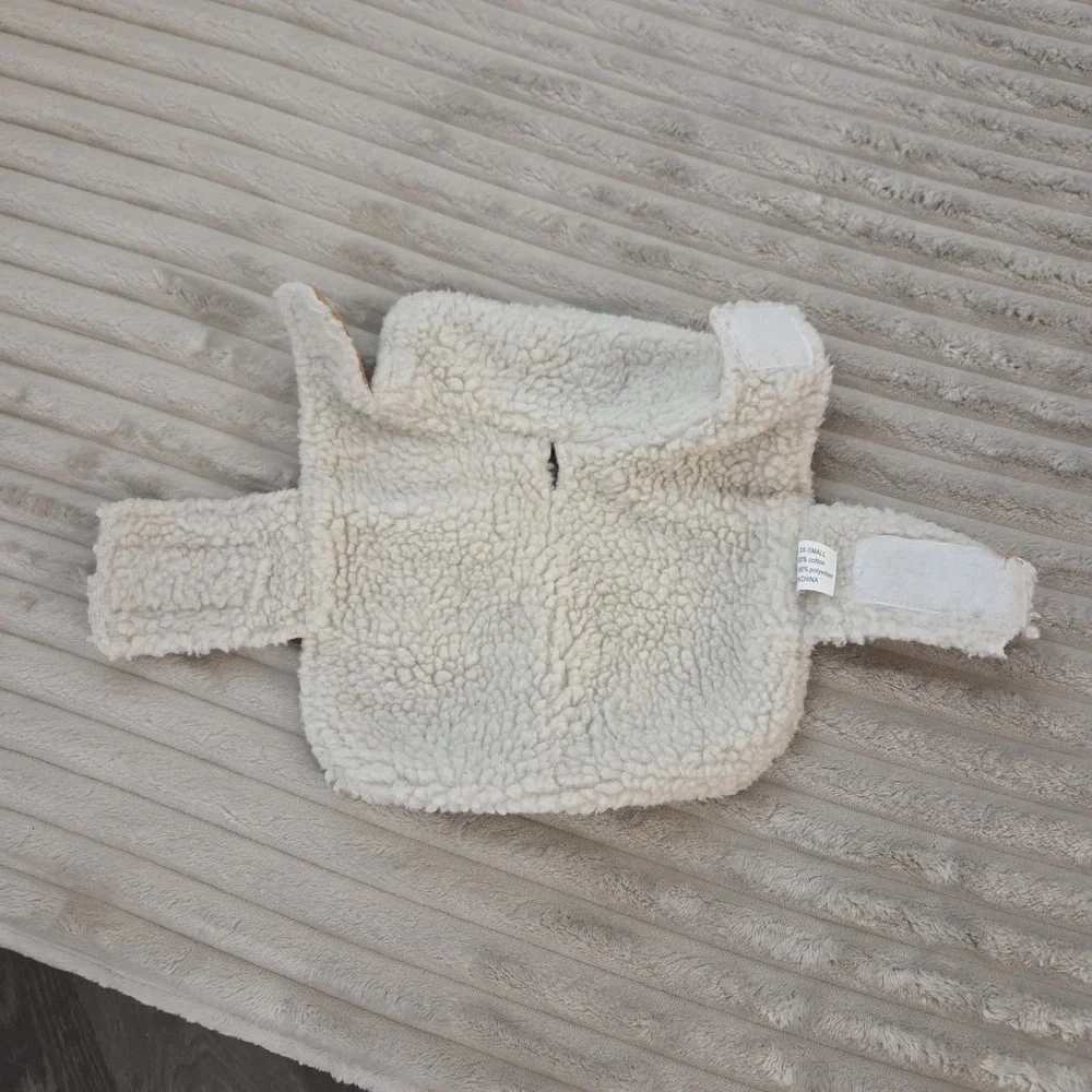 XXS Sherpa Lined Dog Vest Mustard Yellow Canvas Fleece Pet Winter Jacket Coat
